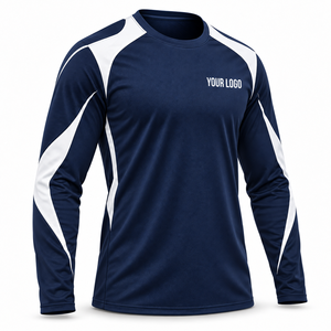 เสื้อกีฬาแขนยาวผู้ชายแบบสั่งทำพิเศษ ผ้าโพลีเอสเตอร์ 100% แห้งเร็ว คอกลม สำหรับออกกำลังกาย พร้อมตัวเลือกการพิมพ์โลโก้ - Product Image 6