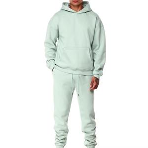Ensemble de sweat-shirts à capuche vert menthe pour homme, en coton molletonné, coupe ample, décontracté, pour l'automne, couleur unie, avec poche - Product Image 2