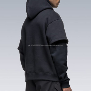 Men's <b>100</b>% Cotton Hooded Sweatshirt Oversize Pullover Custom Print Blank Drop Shoulder Hoodies Heavyweight Hoodie for Mens - Product Image 3