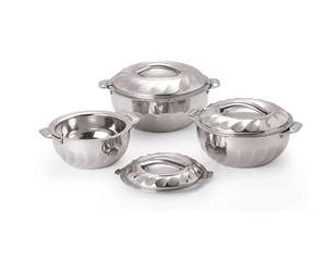<b>Stainless</b> <b>Steel</b> Classic Insulated Casserole <b>Set</b> with Lid & Side Handles (Hot <b>Pot</b>/Serving Bowl <b>Set</b> Mirror Finish Eco-friendly) - Product Image 2