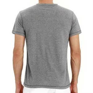 Men's Gray Henley <b>Collar</b> <b>T</b>-<b>Shirt</b> Solid Color Casual Knitted Cotton Summer Wear - Product Image 2