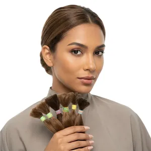 ผมต่อแบบ Remy แท้ สีน้ำตาลธรรมชาติ สำหรับทำวิกผม ใช้ในร้านเสริมสวย และปรับแต่งได้ - Product Image 5