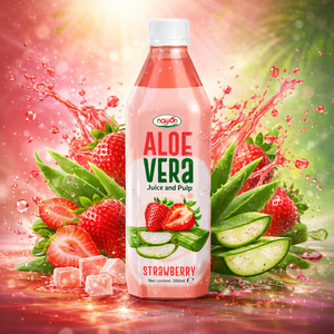 Muestra Gratuita de Bebida de Aloe Vera con Jugo de Fresa en Botella de 500 ml, Fabricante de Bebidas, Marca Privada NAWON - Product Image 2