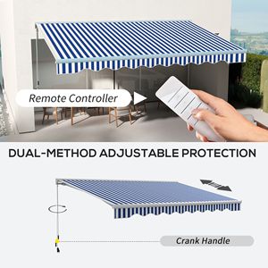 16.5FT X 10FT Electric Retractable <b>Awning</b> with LED Lights and Remote Controller Blue/White for Door & <b>Window</b> - Product Image 5