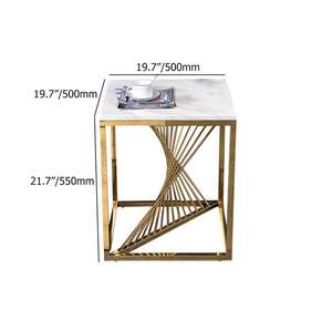 Mesa Auxiliar de Diseño Personalizado, Mueble de Lujo de Metal con Tapa de Mármol, Mesa Auxiliar de Metal Chapada en Oro para Sala de Estar, Salón, Oficina - Product Image 3