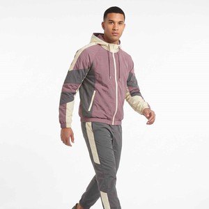 Ensembles de survêtements amples en nylon coupe-vent personnalisés pour hommes avec bandes contrastantes, sweats à capuche et pulls réfléchissants - Product Image 3