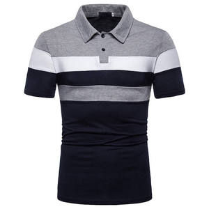Polo pour homme à rayures colorées, manches courtes, tricoté, décontracté, rouge, gris, blanc, respirant - Product Image 2