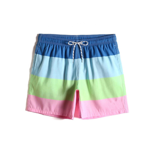 Summer <b>Men's</b> Casual Breathable Knitted Swimwear Shorts 100% Cotton Elastic Waist Quick Dry Beach Swim <b>Trunks</b> with Zipper Pockets - Product Image 3