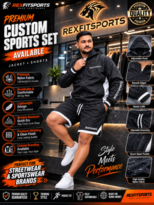 REXFIT <b>SPORTS</b> 2026 Custom Men Nylon Tracksuit <b>Jacket</b> Shorts Set Lightweight Breathable Hooded Windbreaker Sportswear Streetwear - Product Image 1