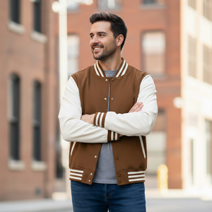 Blouson universitaire à capuche pour homme en toile 100 % laine de haute qualité, respirant, imperméable, coupe-vent, pour l'hiver et les activités de plein air, décontracté, avec 2 poches avant - Product Image 1
