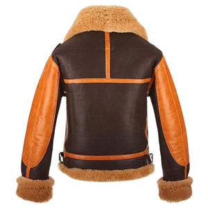 URBANGAZER Men's 100% Polyester Bomber <b>Jacket</b> Color Blocking Faux Fur Lining Windproof Breathable Thick Winter Moto Style - Product Image 3