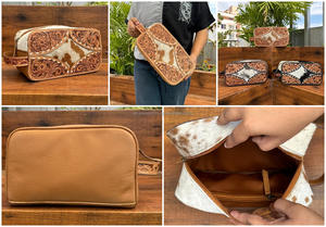 Trousse de maquillage de voyage personnalisée trousse de toilette portable en cuir usiné à la main trousse à cosmétiques multifonctionnelle pour femmes - Product Image 3