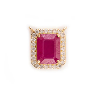 14K Solid Gold Oval Cut Ruby Halo Diamond Pendant IGI Certified Anniversary Charm - Product Image 1
