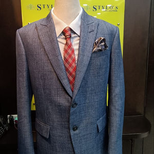 ชุดสูทธุรกิจของผู้ชายระบายอากาศได้ดีแบบ2ชิ้นแขนยาวคอวีมีจีบด้านหน้า #200มีขนาดใหญ่พิเศษ - Product Image 2