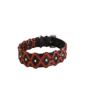Genuine Leather Dog <b>Collar</b> Black with Tan Braiding Soft Padded Adjustable Handmade Durable Heavy Duty Premium <b>Pet</b> <b>Collar</b> - Product Image 6