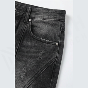 Jean en denim coupe droite délavé foncé pour homme, taille haute, coupe ample, en coton, style décontracté, pantalon d'automne - Product Image 5
