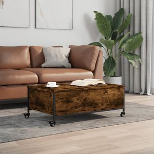 Tavolino in legno lavorato rovere affumicato con ruote 35.8 \ "x21.7 \" x13.4 \" - Product Image 3