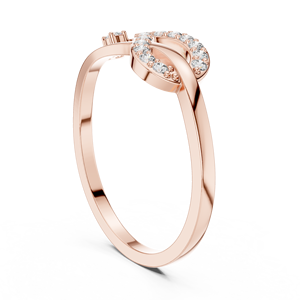 Bague torsadée en or rose avec accent de diamant de laboratoire rond, bague de promesse croisée moderne pour femme - Product Image 2