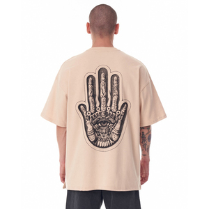 T-shirts pour hommes personnalisés avec logo, effet délavé vintage, vente en gros, 100% coton, coupe oversize, qualité supérieure, streetwear de luxe pour hommes - Product Image 2
