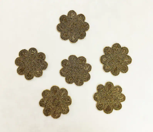 Handmade Gold Beaded Eco-Friendly Luxury Coasters-Customizable Color Set of 6 by Whimsy Art Craft - Product Image 3