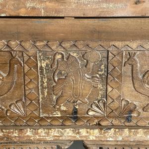 Mesa Consola de Madera Tallada a Mano con Motivo de Aves Tradicional – Arte Antiguo del Himalaya - Product Image 3