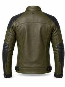 Chaqueta de Motocicleta de Cuero Utilitaria |   Diseño Transpirable para Invierno |   Colores Verde Oliva/Azul/Borgoña |   OEM/ODM Personalizable |   Premium - Product Image 3