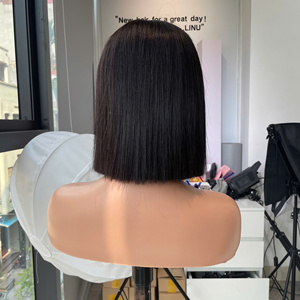<b>Bob</b> <b>Wig</b> Natural Color with Bang Bone Straight Vietnamese Human Hair High Quality Super Double Drawn Wholesale Price - Product Image 2