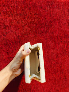 Luxury handcrafted resin clutch bag with marble texture bead handle evening party statement accessory for women - Product Image 6