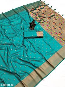 Premium Collection Festival Wear Banarasi Silk with Weaving Design &Zari Weaving Pallu <b>Saree</b>-<b>Blouse</b> Collection At Wholesale Rate - Product Image 4