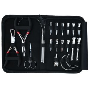 Professional Hair Extension Tools Kit with <b>Silicone</b> <b>Beads</b> in Black Brown and Beige Microlink Pliers Scissors Loop and Hook - Product Image 4