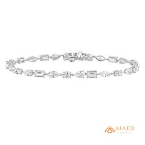 Pulsera de tenis de plata 925 chapada en oro con moissanita de corte brillante en forma de pera y redonda para mujer, regalo de compromiso, estilo de lujo - Product Image 1
