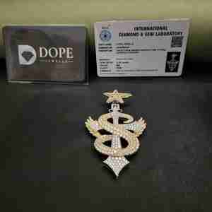 Colgante de cruz con letra S y estrella, personalizado, de acero inoxidable, chapado en platino cultivado en laboratorio, plata de ley, DOPE JEWELLS - Product Image 6