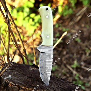 Cuchillo de Acero de Damasco de Grado Industrial con Hoja Fija de Punta Caída para Camping, Caza y Uso Diario (EDC), Mango de Hueso de Camello, 7 Pulgadas de Longitud Total, OEM, MOQ Bajo - Product Image 3