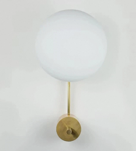 White Glass Ball <b>Wall</b> <b>Sconce</b> Brass Finish Socketless <b>Wall</b> Lamp Modern Decorative <b>Light</b> for Bedroom Bathroom - Product Image 3