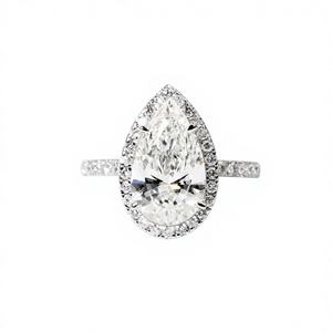 Hidden Halo Pear Shaped Diamond <b>Ring</b> 14K 18K Solid Gold 925 Sterling Silver Teardrop Wedding Promise <b>Ring</b> <b>Proposal</b> Diamond <b>Ring</b> - Product Image 2
