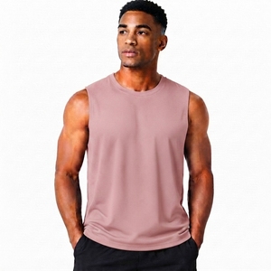 Men's <b>Light</b> Blue Sleeveless Tank Top Crew <b>Neck</b> Solid Color Breathable Knitted 100% Polyester 220g Silk Screen Printed High - Product Image 1