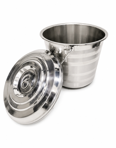 Dheer International Lot de 3 couvercles de seau gris en acier inoxydable poli de qualité alimentaire 202, compatibles lave-vaisselle, design suspendu, aspect haut de gamme - Product Image 2