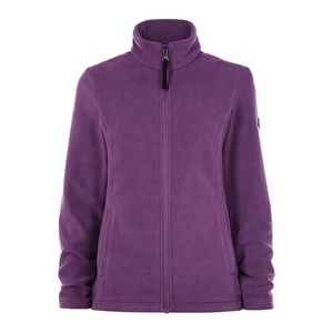 Veste polaire violette pour femme, entièrement zippée, col rabattable, tricotée, douce, pour l'hiver, tenue décontractée - Product Image 1