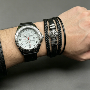 Ensemble de 2 montres-bracelets pour hommes en cuir marron imperméables à quartz avec bracelet magnétique en cuivre, ensemble de montres de luxe pour hommes, cadeau pour amis - Product Image 6