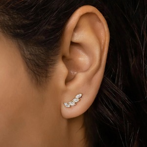 18k Gold Plated Diamond Marquise <b>Stud</b> <b>Earring</b> Graduated Cluster Design Sparkling Natural Diamond Pair Women's Fine Jewelry - Product Image 2