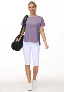 Womens Relaxed Fit T Shirt Lavender Short Sleeve Soft Cotton Blend Casual Daily Wear Fashion <b>Top</b> - Product Image 6