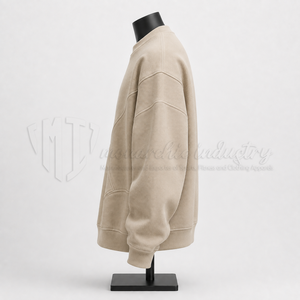 Sweat-shirt à col rond beige pour homme, pull en molleton personnalisé, fabricant OEM, 100% coton, respirant, écologique, coupe classique - Product Image 5