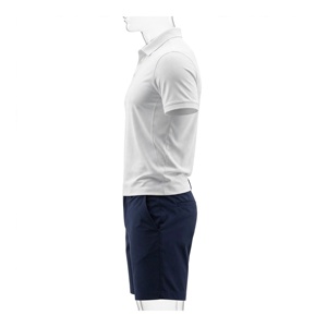 Shorts Bermuda Homme Couleur Unie Respirant 100% Polyester Taille Élastique Taille Mi-Haute Décontracté Poches Tissées Rayures Latérales Bleu Foncé - Product Image 3