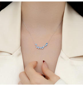AMBER JEWELS T-3028 Collier Pendentif Minimaliste Diamant Bleu Plaqué Or 18K Chaîne Classique Unisexe Bijou Quotidien Avril - Product Image 3