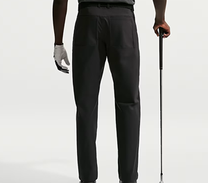 Pantalon de golf noir coupe droite pour homme, respirant, en polyester, décontracté, avec ceinture, poids moyen, pour le printemps - Product Image 4