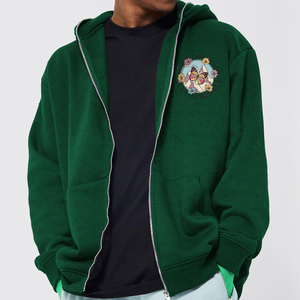 Sweat-shirt à capuche vert pour homme, coupe classique, décontracté, pour l'hiver, 100% coton molletonné 300g, poche avant avec logo - Product Image 3