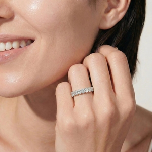 Drop Shipping <b>925</b> Solid <b>Silver</b> Engagement Gold Plated IGI Certified Bridal Wedding <b>Ring</b> Jewelry Oval Moissanite Eternity Band - Product Image 5