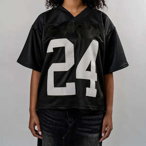 Maillot de football américain personnalisé de haute qualité en mesh, à manches courtes, coupe ample et oversize pour hommes et femmes - Product Image 2