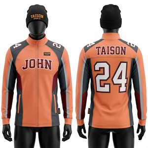 Chaqueta de Entrenamiento de Fútbol Americano para Hombre, 280 GSM, Poliéster Interlock, Diseño de Paneles Naranja y Negro, Sublimación, Logotipo Personalizado, Premium - Product Image 6