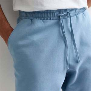 Conjunto de Sudadera y Pantalones Cortos para Hombre, Cuello Alto, Color Sólido, Talla Grande, Corte Regular, Informal, Jersey de Poliéster/Algodón, Manga Larga, Azul Claro - Product Image 4